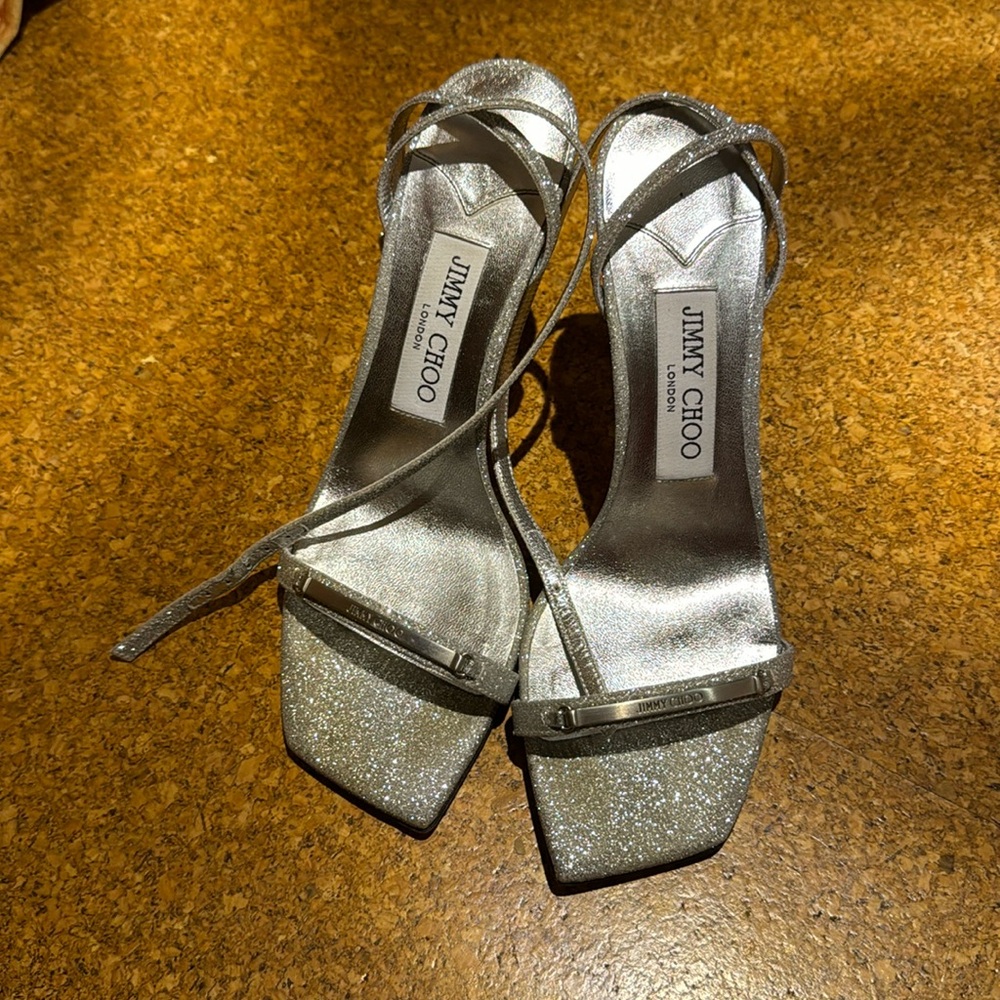 Jimmy Choo silver wedding shoes